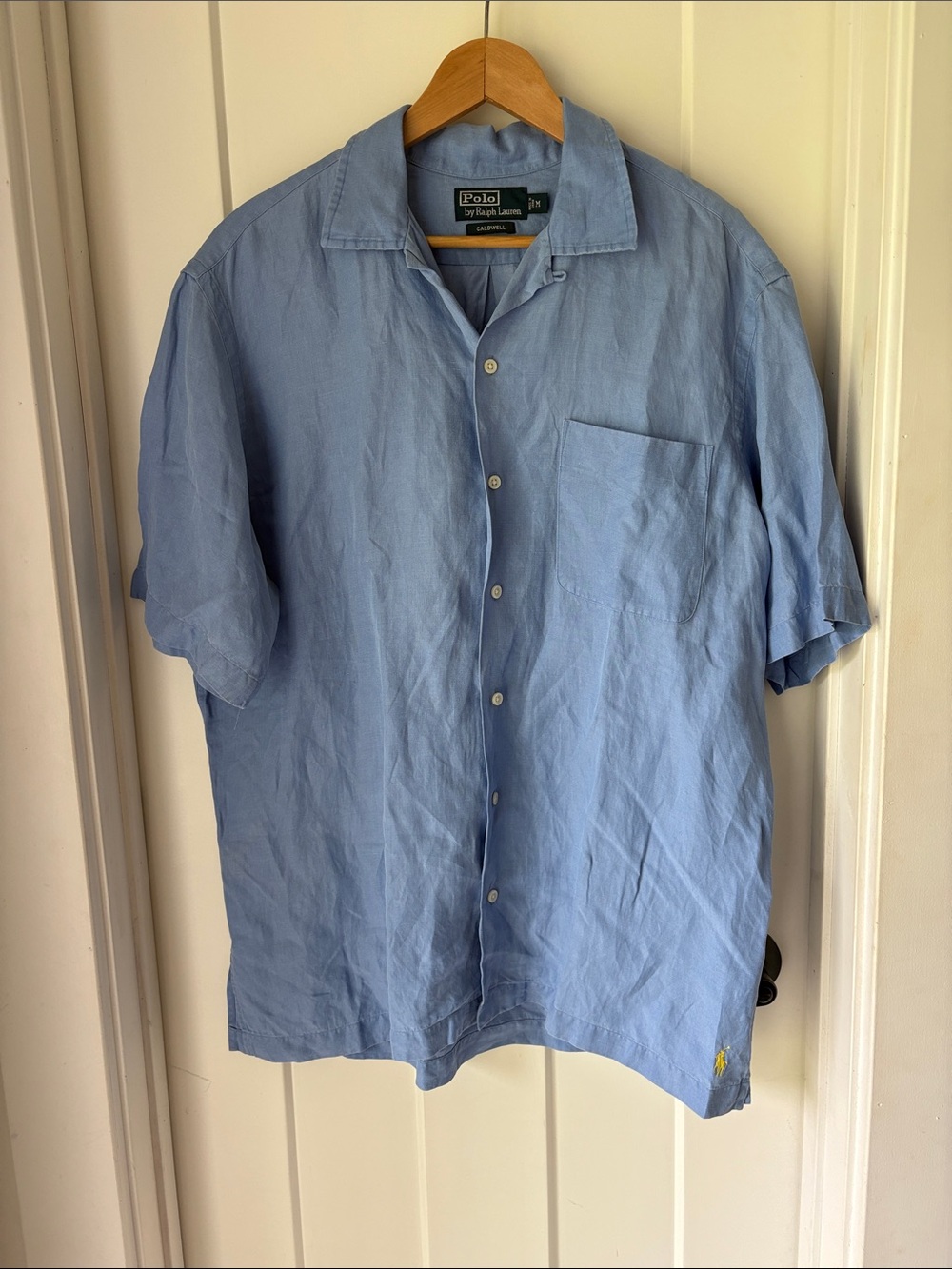 Vtg Polo by Ralph Lauren Light Blue linen blend Button-Down Shirt